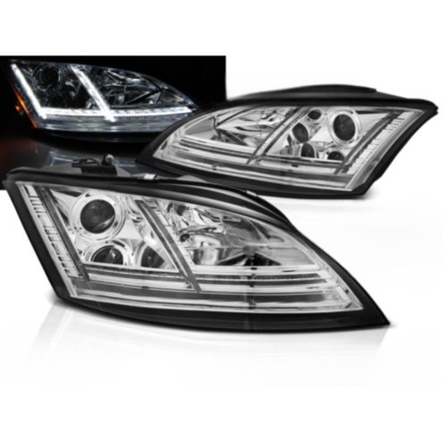 Paire de feux phares Audi TT 8J de 2006 a 2010 Daylight led chrome Xenon Seq