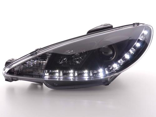 Paire de feux phares Daylight Led Peugeot 206 de 98-05 Noir