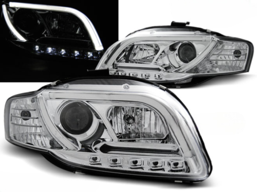Paire de feux phares Audi A4 B7 de 2004 a 2008 Tube Light led LTI chrome