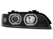 Paire de feux phares BMW serie 5 E39 de 1995 a 2000 angel eyes led noir