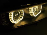 Paire de feux phares BMW serie 3 E92 / E93 de 2006 a 2010 angel eyes LED Yellow 3D DRL Noir