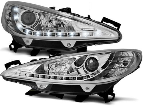 Paire de feux phares Peugeot 207 06-12 Daylight led chrome