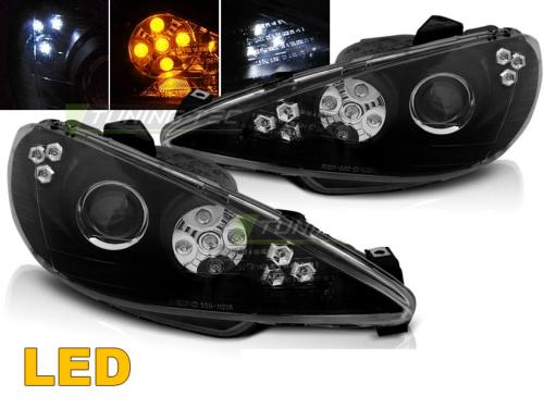 Paire de feux phares Peugeot 206 02-06 Daylight LED noir