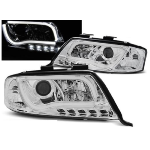 Paire de feux phares Audi A6 de 1997 a 2001 Tube Light DRL led chrome