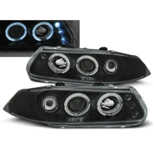 Paire de feux phares Rover 200 95-00 angel eyes noir
