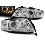 Paire de feux phares Audi A6 C5 de 1999 a 2001 angel eyes xenon chrome