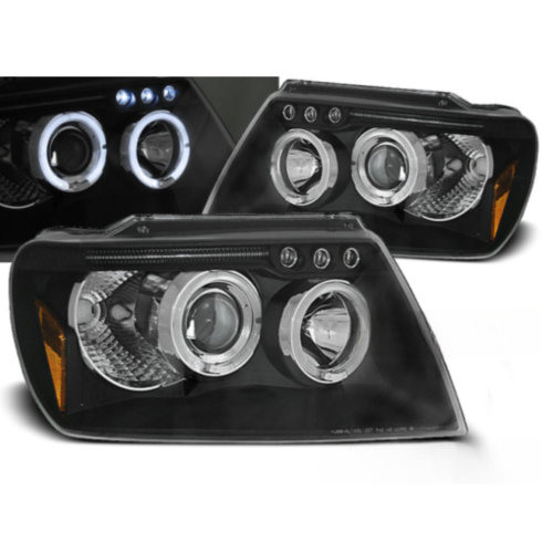 Paire de feux phares Jeep Grand Cherokee de 1999 a 2005 angel eyes noir