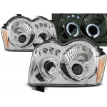 Paire de feux phares Jeep Grand Cherokee de 2005 a 2008 angel eyes chrome