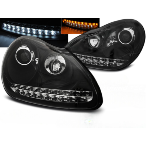 Paire de feux phares Porsche Cayenne de 2002 a 2006 Daylight led xenon noir