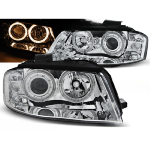 Paire de feux phares Audi A3 8P de 2003 a 2008 angel eyes chrome