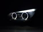 Paire de feux phares Xenon Angel Eyes Led BMW Serie 5 E60/E61 de 03 a 04 Noir