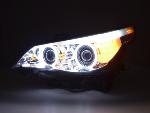 Paire de feux phares Xenon Angel Eyes CCFL led BMW Serie 5 E60/E61 03-04 Chrome