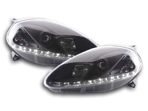 Paire de feux phares Daylight Led Fiat Grande Punto 199 08-12 Noir