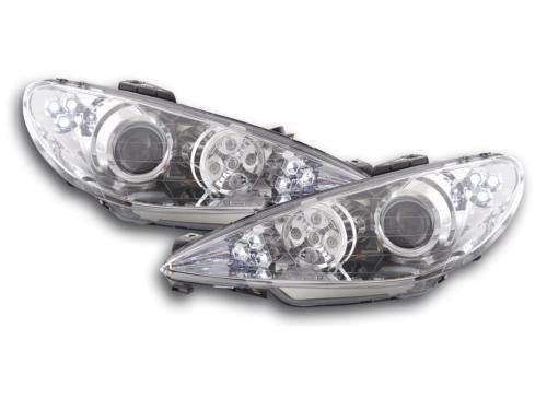 Paire de feux phares Daylight Led Peugeot 206 de 98-05 Chrome