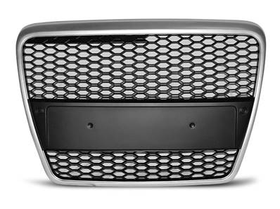 Calandre Avant pour Audi A6 C6 Look Sport de 04/2004 a 2008 Argent et noir