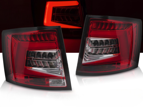 Paire de feux arriere Skoda Octavia 3 Break de 2012 a 2016 Full LED Bar Rouge Blanc Dyn