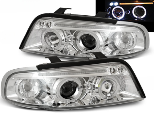 Paire de feux phares Audi A4 B5 de 1994 a 1998 angel eyes chrome
