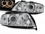 Paire de feux phares avant Audi A6 C5 de 2001 a 2004 angel eyes xenon chrome