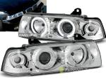 Paire de feux phares BMW serie 3 E36 berline 90-99 angel eyes chrome