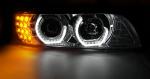 Paire de feux phares BMW serie 5 E39 de 1995 a 2003 Angel Eyes led 3D chrome