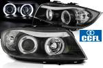 Paire de feux phares BMW serie 3 E90 / E91 05-08 angel eyes CCFL noir