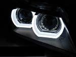 Paire feux phares BMW E90/E91 09-11 Xenon Angel Eyes Led DRL Noir