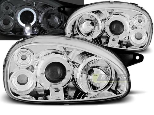 Paire de feux phares Opel Corsa B 93-00 angel eyes chrome