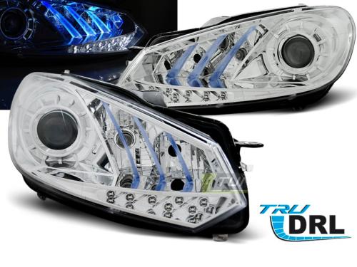 Paire de feux phares VW Golf 6 08-12 Daylight DRL led chrome