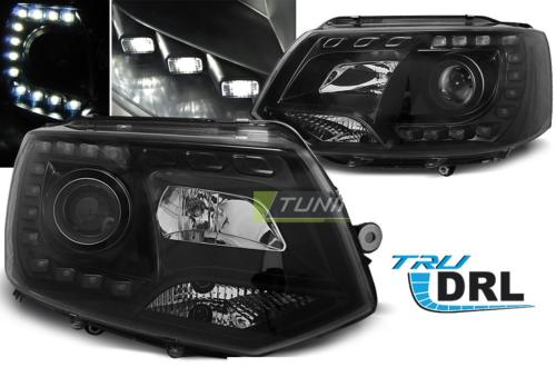 Paire de feux phares VW T5 10-15 Daylight led DRL noir