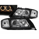 Paire de feux phares avant Audi A6 C5 de 1997 a 1999 angel eyes noir xenon