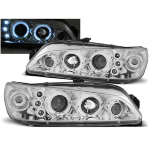 Paire de feux phares Peugeot 306 97-01 angel eyes chrome