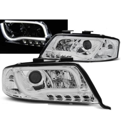 Paire de feux phares Audi A6 C5 de 1997 a 2001 Tube Light led LTI chrome