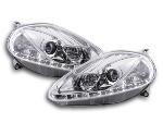 Paire de feux phares Daylight Led Fiat Grande Punto 199 de 05 a 08 chrome