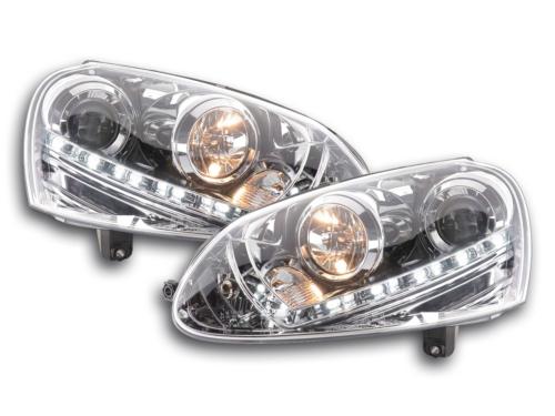 Paire de feux phares Daylight DRL Led VW Golf 5 de 03-08 chrome