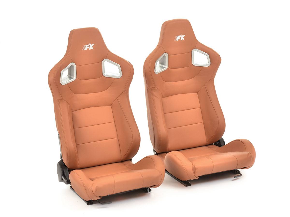 Paire de siege baquet Stuttgart Simili cuir Marron Inclinable rabattable