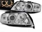 Paire de feux phares avant Audi A6 C5 de 2001 a 2004 angel eyes xenon chrome