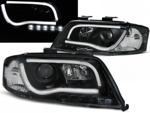 Paire de feux phares Audi A6 de 1997 a 2001 Tube Light DRL led noir