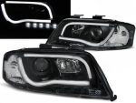 Paire de feux phares Audi A6 de 2001 a 2004 noir Tube Light DRL led