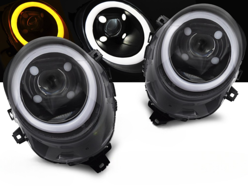 Paire de feux phares Mini Cooper F55-F56-F57 de 2014 a 2017 - FULL LED DRL Noir Brillant