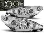 Paire de feux phares Peugeot 206 02-06 angel eyes chrome