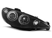 Paire de feux phares Peugeot 206 02-06 angel eyes noir