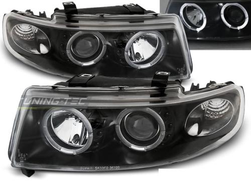 Paire de feux phares Seat Leon / Toledo 99-04 angel eyes noir