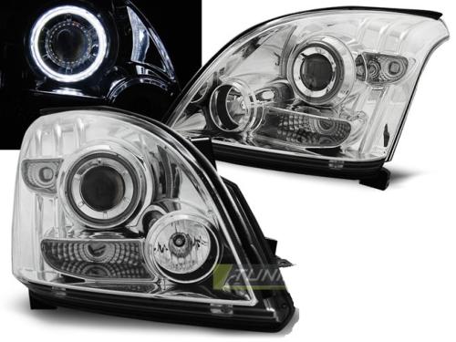 Paire de feux phares Toyota Land Cruiser 120 03-09 angel eyes CCFL chrome