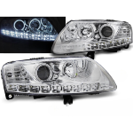 Paire de feux phares Audi A6 C6 de 2004 a 2008 Angel eyes led chrome