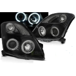 Paire de feux phares Suzuki Swift 05-10 angel eyes CCFL noir