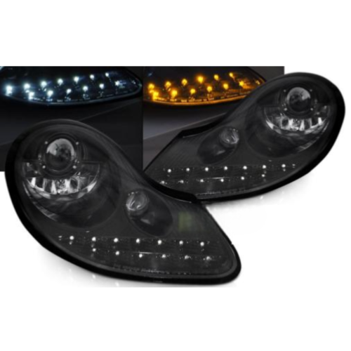 Paire de feux phares Porsche Boxster 96-04 Daylight LED Noir Brillant