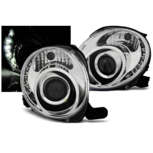 Paire de feux phares Fiat 500 07-15 daylight led chrome