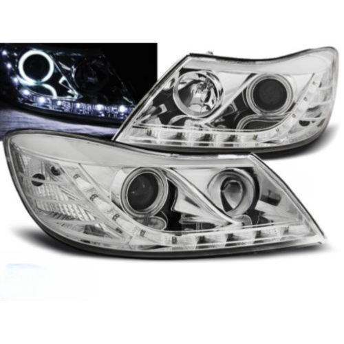 Paire de feux phares Skoda Octavia 09-12 Angel Eyes CCFL chrome