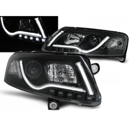 Paire de feux phares Audi A6 C6 de 2004 a 2008 Tube Light led LTI noir