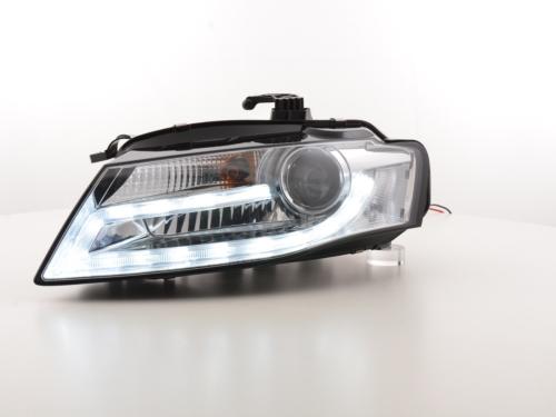 Paire de feux phares Design Daylight DRL Led Audi A4 de 2008 A 2011 Chrome